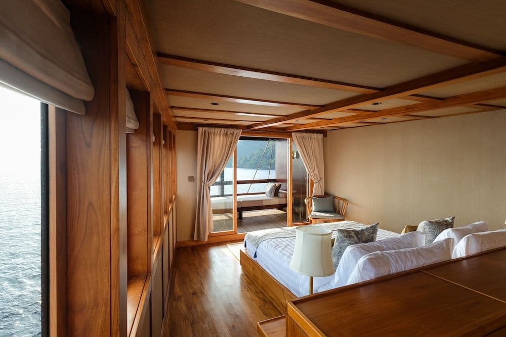 stateroom at celestia boat, wooden exterior